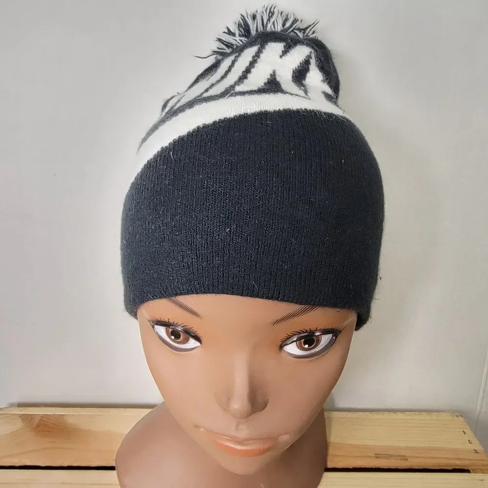 Nike Youth Black & White Knit Beanie w/ Pom